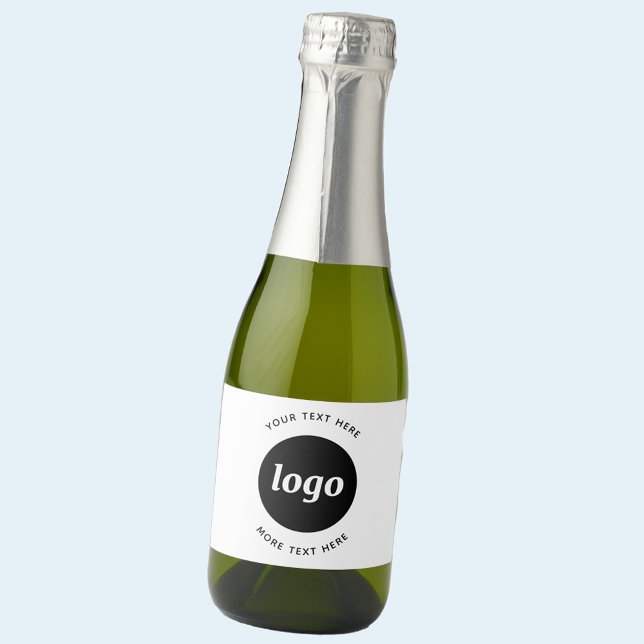 Étiquettes Pour Bouteilles De Vin Mousseux Logo Simple Avec Texte Professionnel Promotionnel (Custom logo with text business promotional sparkling wine bottle labels)