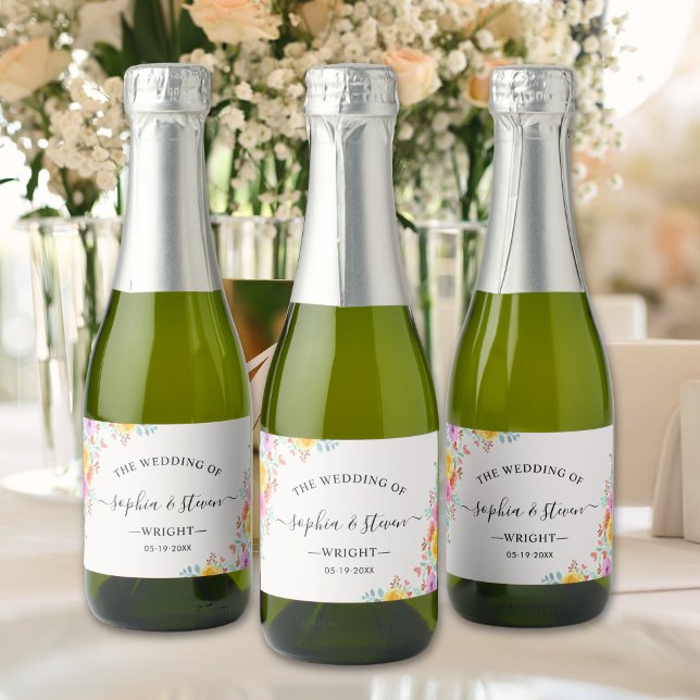 Étiquettes Pour Bouteilles De Vin Mousseux Love in Full Bloom – Springtime Wedding (Créateur téléchargé)