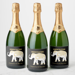 Étiquettes Pour Bouteilles De Vin Mousseux Lucky White Thai Elephant Personnalisé