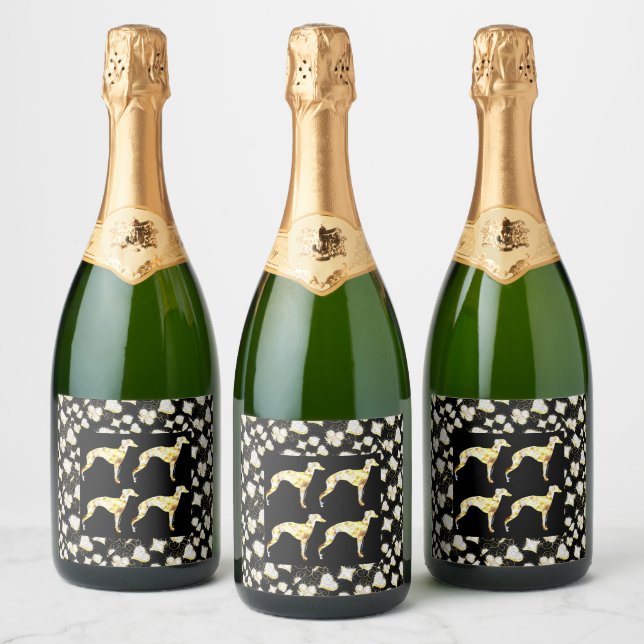 ÉTIQUETTES POUR BOUTEILLES DE VIN MOUSSEUX LUXE LÉVRIER (Bouteilles)