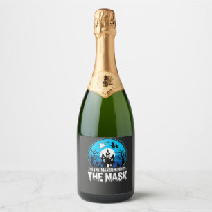 Étiquettes Pour Bouteilles De Vin Mousseux Maison Hantée Halloween Homme Derrière le Masque