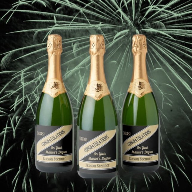 Étiquettes Pour Bouteilles De Vin Mousseux Maîtrise Félicitations Ensemble de Étiquettes de b (Créateur téléchargé)