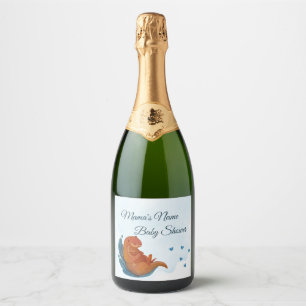 Étiquettes Pour Bouteilles De Vin Mousseux Mama & Me Otter Baby shower Champagne