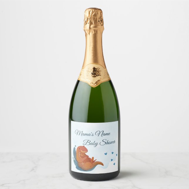 Étiquettes Pour Bouteilles De Vin Mousseux Mama & Me Otter Baby shower Champagne (Devant)
