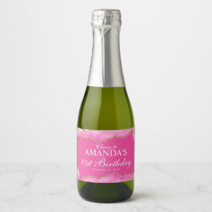 Étiquettes Pour Bouteilles De Vin Mousseux Marbre d'agate rose et or