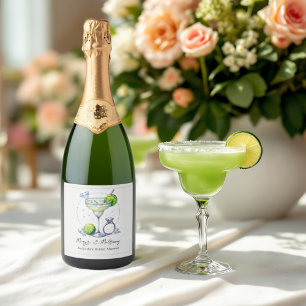 Étiquettes Pour Bouteilles De Vin Mousseux Margarita personnalisée et Fête des mariées de mar