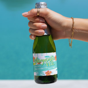 Étiquettes Pour Bouteilles De Vin Mousseux Margarita Veil Tropicale Enterrement de Vie de Jeu