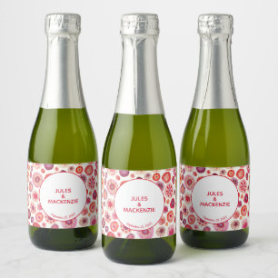 Étiquettes Pour Bouteilles De Vin Mousseux Mariage Abstrait rose moderne