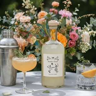 Étiquettes Pour Bouteilles De Vin Mousseux Mariage au Gribouillage Dessiné à la Main