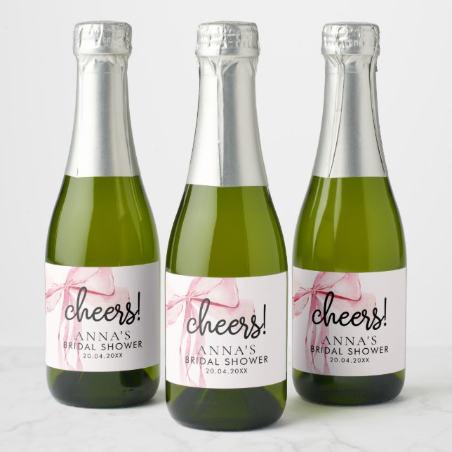 Étiquettes Pour Bouteilles De Vin Mousseux Mariage avec Ruban Rose Pâle  (Bouteilles)