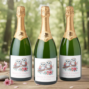 Étiquettes Pour Bouteilles De Vin Mousseux Mariage Bohème Rustique Campagnard en Bois de Hibo