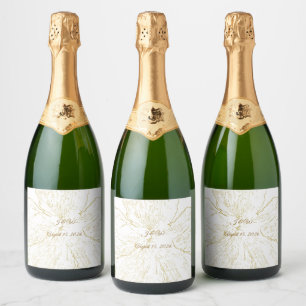 Étiquettes Pour Bouteilles De Vin Mousseux Mariage Botanique en Ligne Art Florale Dorée