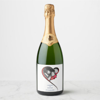 Étiquettes Pour Bouteilles De Vin Mousseux Mariage cardiaque