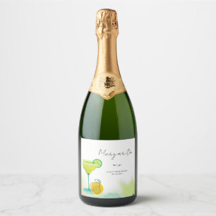 Étiquettes Pour Bouteilles De Vin Mousseux Mariage Champêtre Étagère Margarita Lime Aquarelle