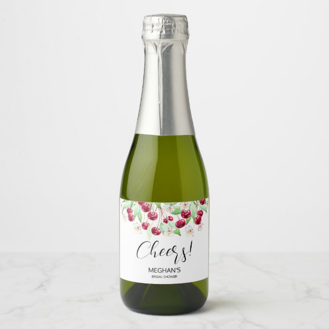 Étiquettes Pour Bouteilles De Vin Mousseux Mariage Cherry Much  (Devant)