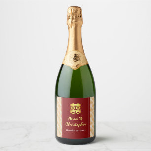 Étiquettes Pour Bouteilles De Vin Mousseux Mariage chinois traditionnel peranakan