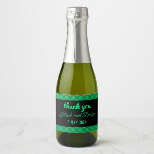 Étiquettes Pour Bouteilles De Vin Mousseux Mariage damassé à fleurs vertes