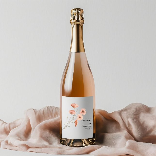Étiquettes Pour Bouteilles De Vin Mousseux Mariage de fleurs d'oranges (Créateur téléchargé)
