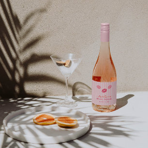 Étiquettes Pour Bouteilles De Vin Mousseux Mariage de la Saint-Valentin aux lèvres roses dess