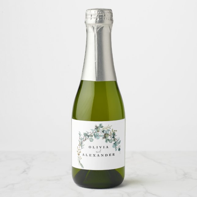 Étiquettes Pour Bouteilles De Vin Mousseux Mariage de verdure Eucalyptus (Devant)