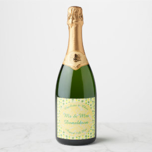 Étiquettes Pour Bouteilles De Vin Mousseux Mariage d'été tropical Ananas et Palm Feuille