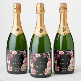 Étiquettes Pour Bouteilles De Vin Mousseux Mariage d'herbe Boho Pampas