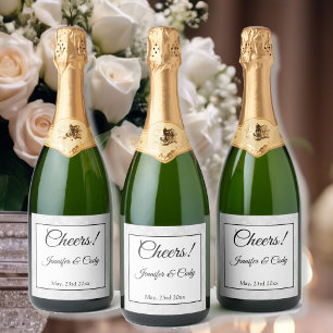 Étiquettes Pour Bouteilles De Vin Mousseux Mariage Elegant Damask Ajouter des noms et des dat