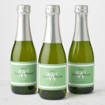 Mariage Élégant Vert Tendre Monogramme Mini Blanc