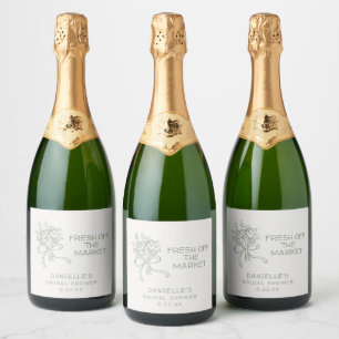 Étiquettes Pour Bouteilles De Vin Mousseux Mariage Fantaisiste Vert Frais du Marché Baby Show