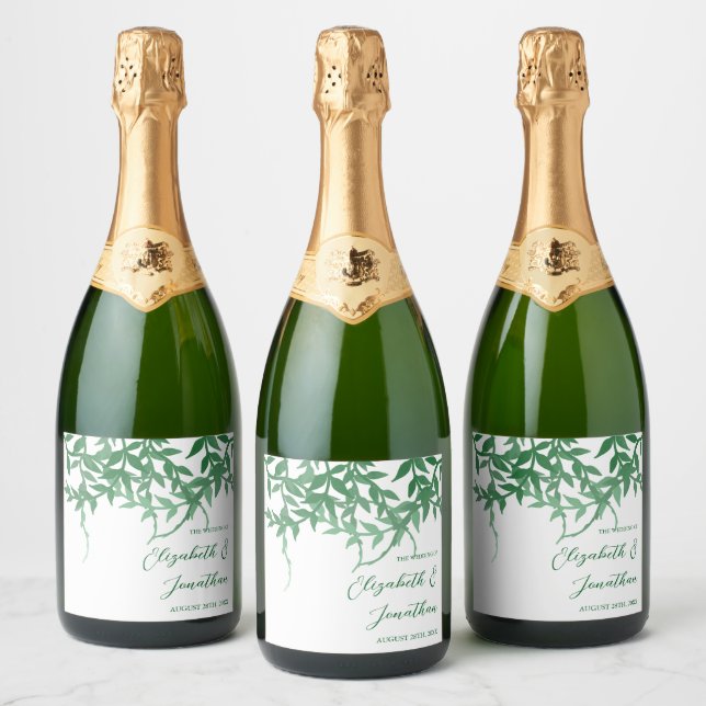 Étiquettes Pour Bouteilles De Vin Mousseux Mariage Feuille rustique (Bouteilles)