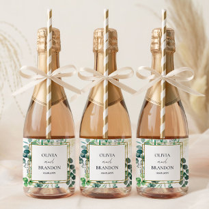 Étiquettes Pour Bouteilles De Vin Mousseux Mariage Feuilles de Verdure Botanique Eucalyptus