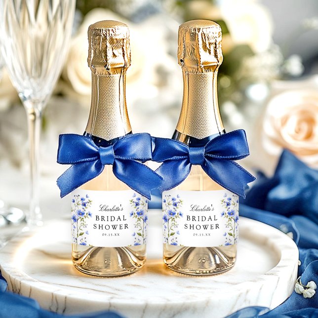 Étiquettes Pour Bouteilles De Vin Mousseux Mariage Floral  (Créateur téléchargé)