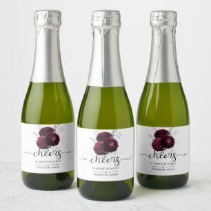 Étiquettes Pour Bouteilles De Vin Mousseux Mariage Floral Personnalisé Bourgogne