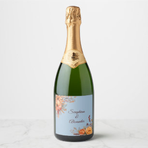 Étiquettes Pour Bouteilles De Vin Mousseux Mariage Floral Rustique Aquarelle d'Automne