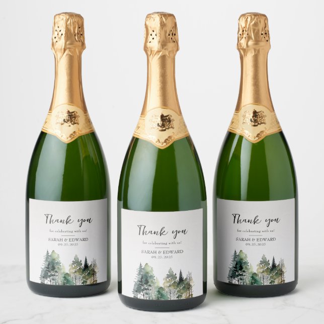 Étiquettes Pour Bouteilles De Vin Mousseux Mariage forestier rustique (Bouteilles)