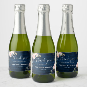 Étiquettes Pour Bouteilles De Vin Mousseux Mariage géométrique bleu bleu bleu bleu bleu marin