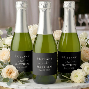 Étiquettes Pour Bouteilles De Vin Mousseux Mariage Minimaliste Moderne Mini