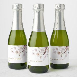 Étiquettes Pour Bouteilles De Vin Mousseux Mariage Moderne Simple Automne Fleurs Séchées et F
