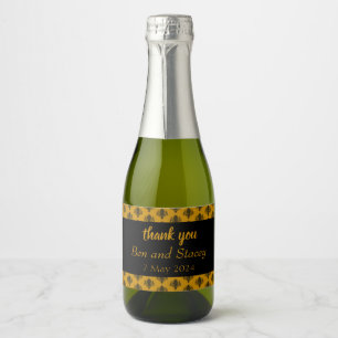 Étiquettes Pour Bouteilles De Vin Mousseux Mariage noir damassé brun