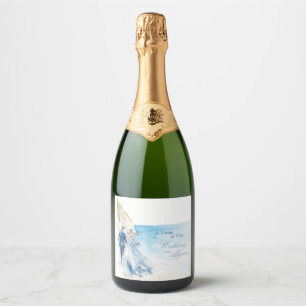 Étiquettes Pour Bouteilles De Vin Mousseux Mariage Océan Aquarelle Douce