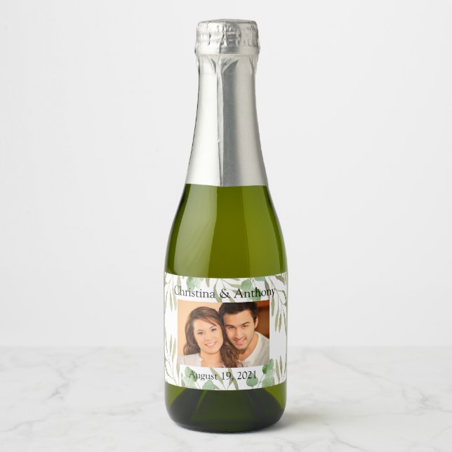 Étiquettes Pour Bouteilles De Vin Mousseux Mariage photo personnalisé Mini Sparkling Wine Fav (Devant)