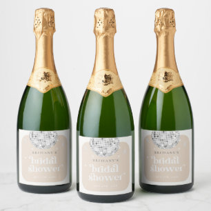 Étiquettes Pour Bouteilles De Vin Mousseux Mariage rétro disco groovy Shower 