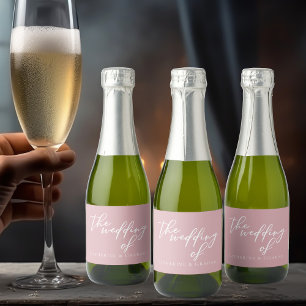 Étiquettes Pour Bouteilles De Vin Mousseux Mariage rose Rose poussiéreux Mini personnalisé