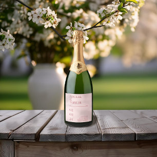 Étiquettes Pour Bouteilles De Vin Mousseux Mariage rouge Crimson minimaliste