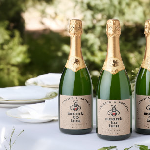 Étiquettes Pour Bouteilles De Vin Mousseux Mariage Rustique Noces d'Abeille