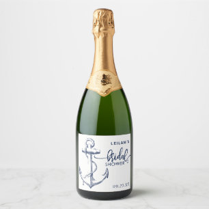Étiquettes Pour Bouteilles De Vin Mousseux Mariage Thème Ancre Nautique Blanc