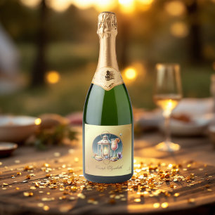 Étiquettes Pour Bouteilles De Vin Mousseux Mariée de camp de luxe en or Week-end enterrement