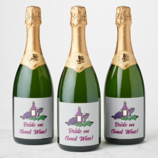 Étiquettes Pour Bouteilles De Vin Mousseux Mariée sur le vin de nuage !