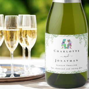 Étiquettes Pour Bouteilles De Vin Mousseux Mariés Dinosaures sur mesure pour mariage