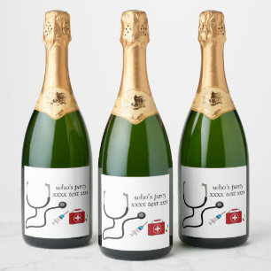 Étiquettes Pour Bouteilles De Vin Mousseux Médecin, Infirmière, Médicale, hôpital